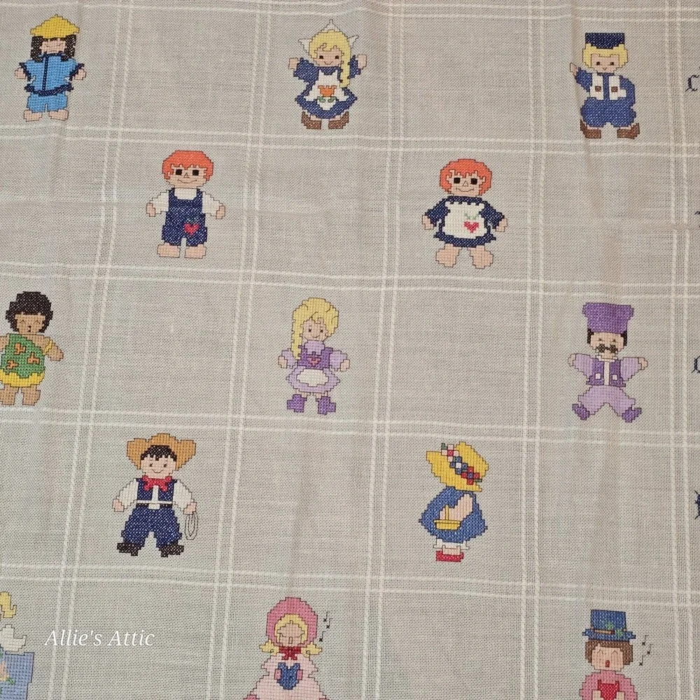 Vintage Childrens Blanket Cross Stitch Boys Girls Jesus Religious Nursery 52x39